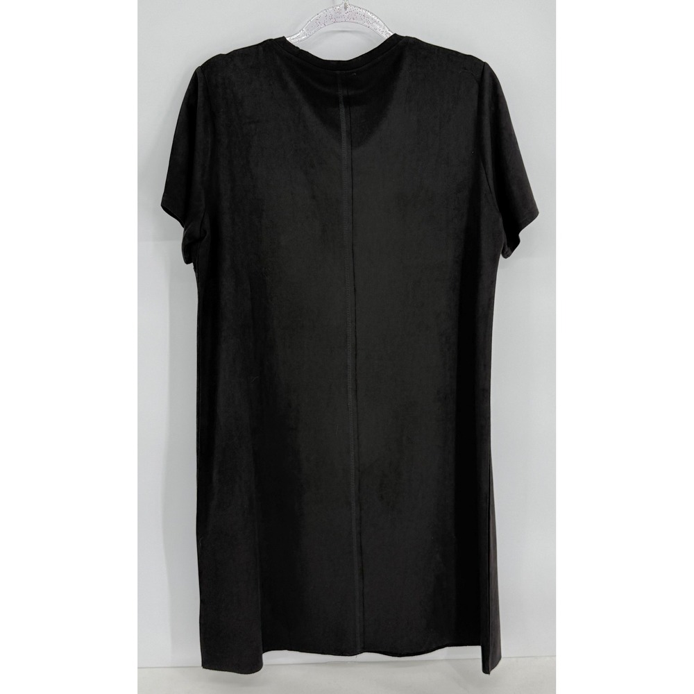 Joh Womens Black Faux Suede Short Sleeve Seam Detail Shift Dress Sz XL - Picture 4 of 8